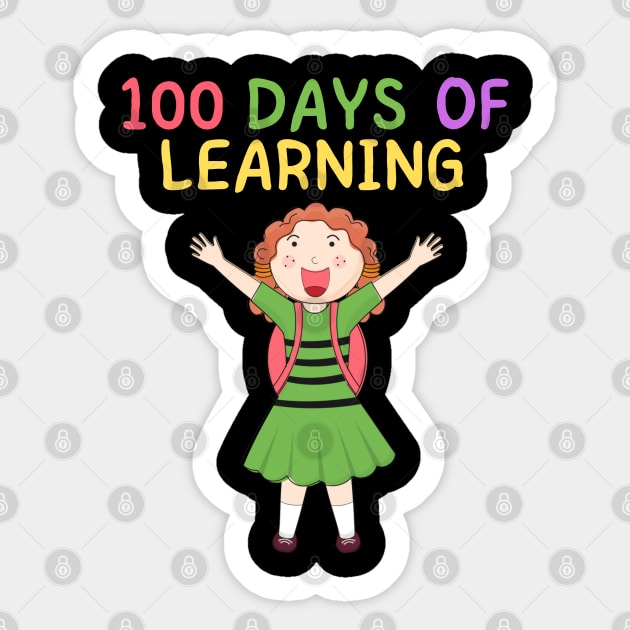 100 DAYS OF LEARNING Cute Kawaii School Girl Happy Student Sticker by CoolFactorMerch